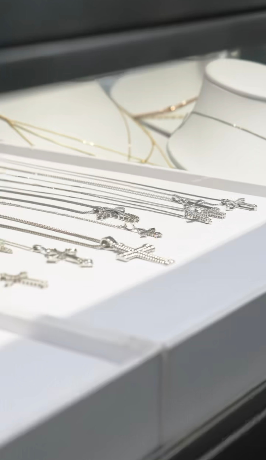 Fine necklaces on display