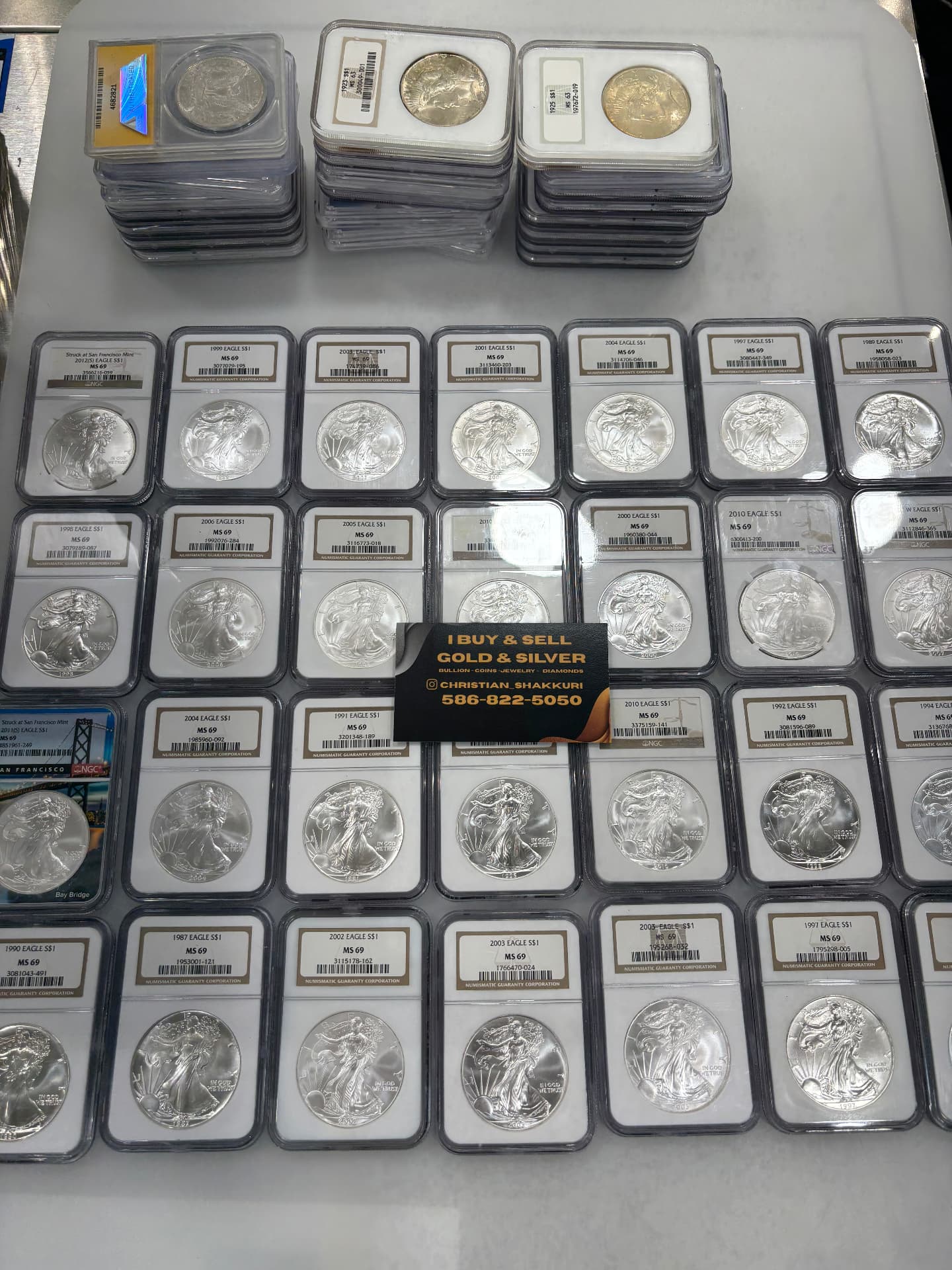 Graded gold and silver coins at CS Luxury Jewelry
