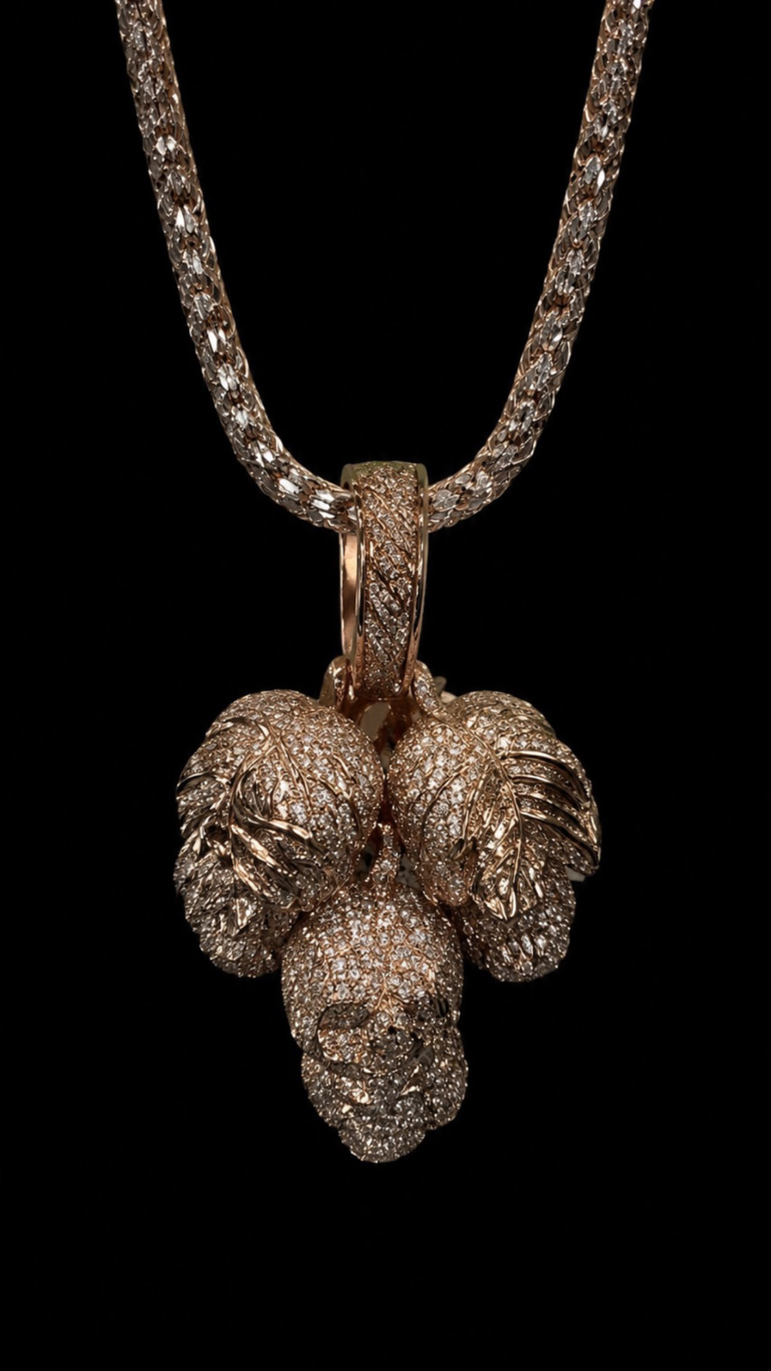 Custom sculpted diamond pendant